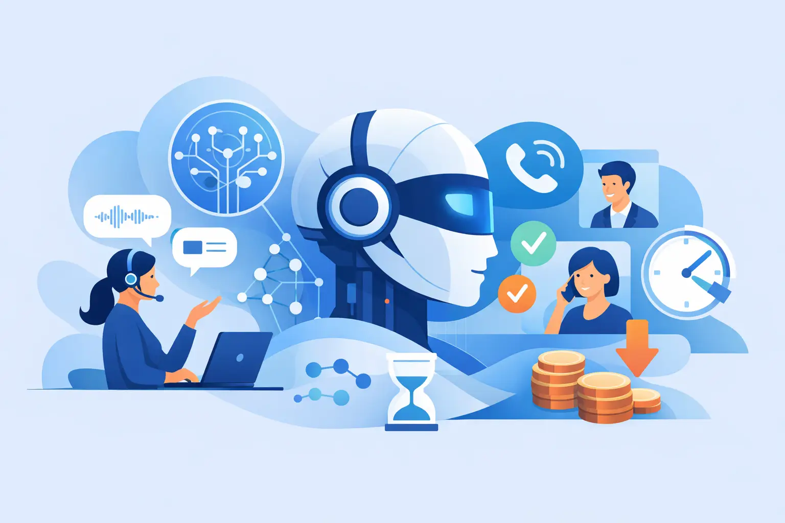 Customer calling while an AI voice agent displays order status and routes urgent calls to human agents
